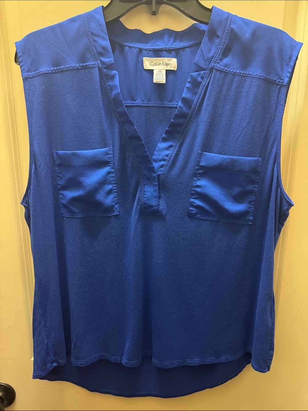 Calvin Klein Royal Blue Sleeveless V-Neck Pocket Camisole